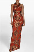 Floral Sequin Embellished Halter Gown by Donna Karan  Size 4