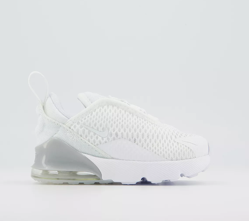 Nike Baby/Toddler Air Max 270 Shoes, White/White/Metallic Silver sneakers