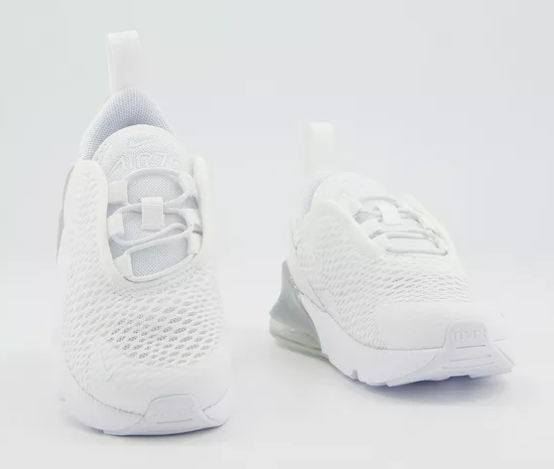 Nike Baby/Toddler Air Max 270 Shoes, White/White/Metallic Silver sneakers