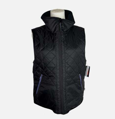 Bass Outdoor Women s Quilted Zip-Front Sleeveless Vest  Black  M, large.
