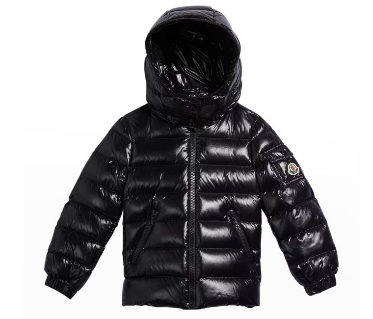 Moncler Girl's Bady Giubbotto puffer down Quilted Logo Jacket, black size 4A