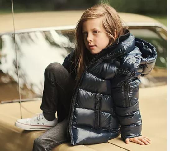 Moncler Girl's Bady Giubbotto puffer down Quilted Logo Jacket, black size 4A