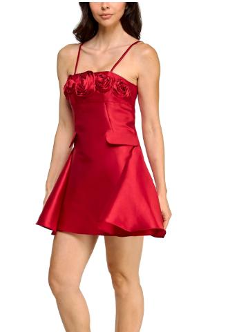 Rosette-Adorned Mini Dress with Spaghetti Straps by Violet Weekend junior