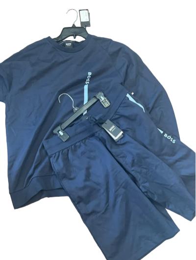 Hugo Boss Mens Black Authentic Crew Neck Long Sleeve Cotton Lounge Sweatshirt AND SHORT SET LARGE