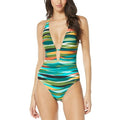 Vince Camuto Womens Printed Plunge One-Pie Multi 12