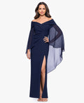 Macy's Xscape Petite Off-The-Shoulder Cape Dress