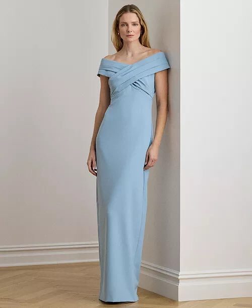 Lauren Ralph Lauren Crepe Off-the-Shoulder Gown