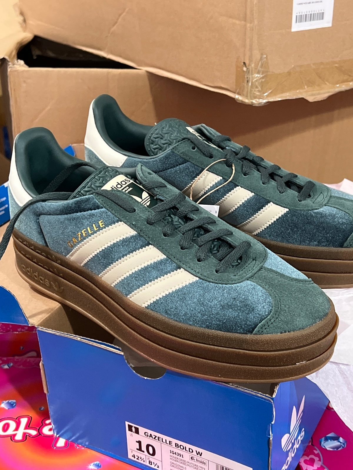 Adidas Gazelle Bold "Mineral Green/Putty Grey" sneakers