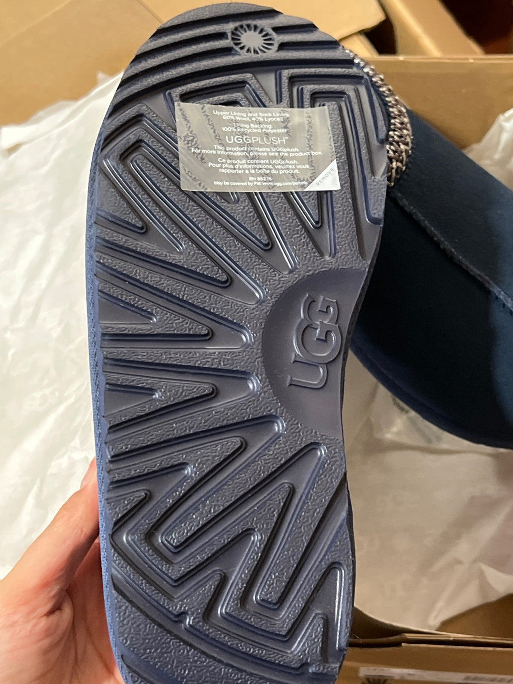 UGG suede stitched slippers in navy kids