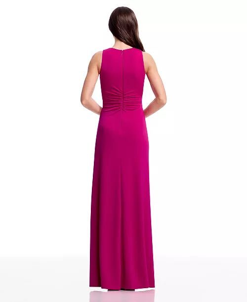 Dress the Population Women's Pleated Wrap Long Gown
