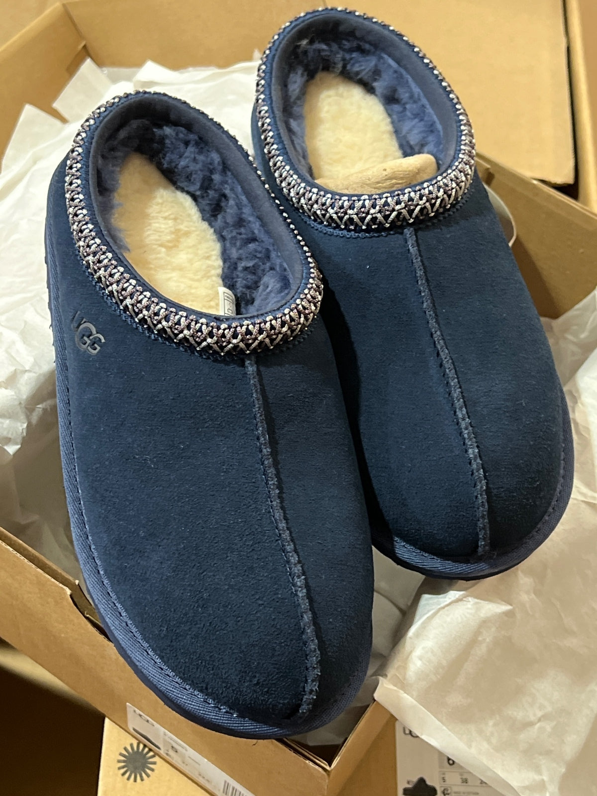 UGG suede stitched slippers in navy kids
