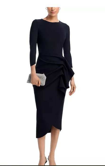 Chiara Boni La Petite Robe Wang 3/4 Sleeve Side Ruffle Dress