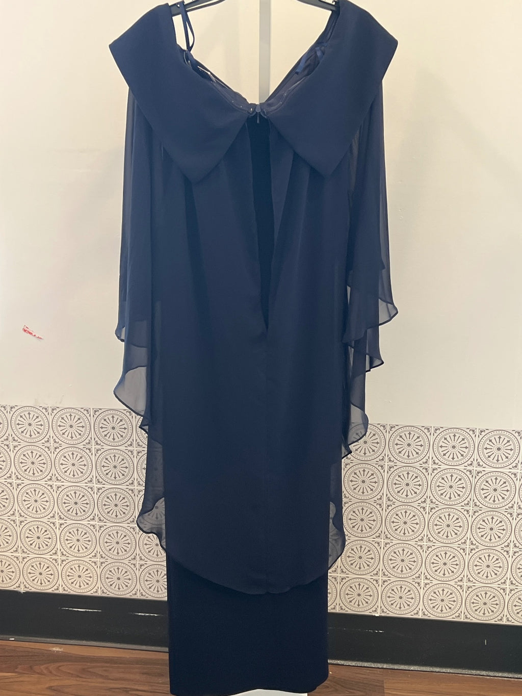 Macy's Xscape Petite Off-The-Shoulder Cape Dress