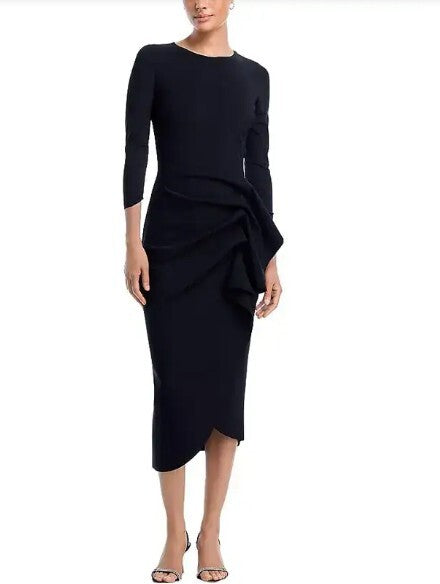 Chiara Boni La Petite Robe Wang 3/4 Sleeve Side Ruffle Dress