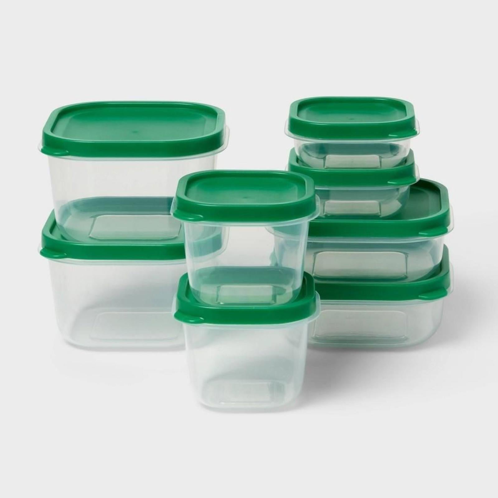 16pc (set of 8) Plastic Food Storage Container Set Green - Room Essentials™