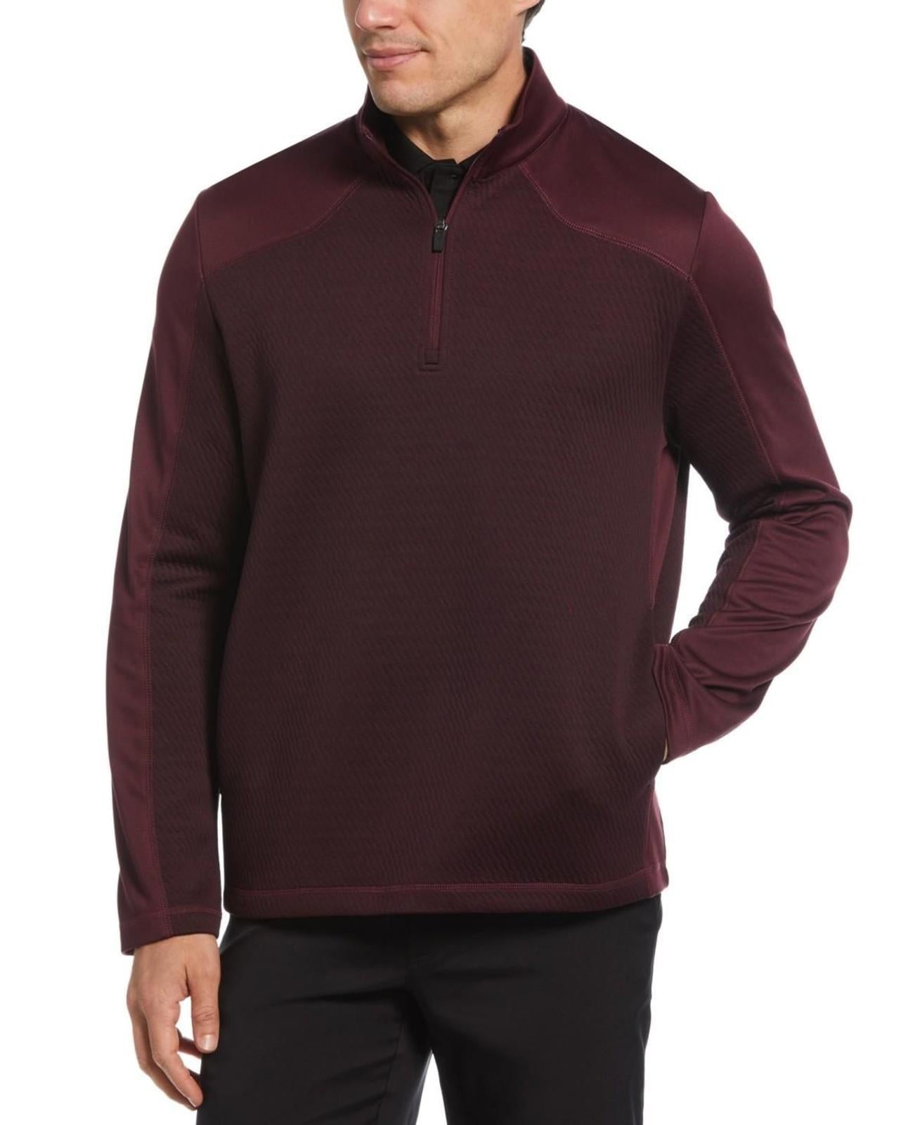 Pga Tour Men's 3D Textured Long Sleeve Quarter-Zip Sweatshirt - Fig Heather