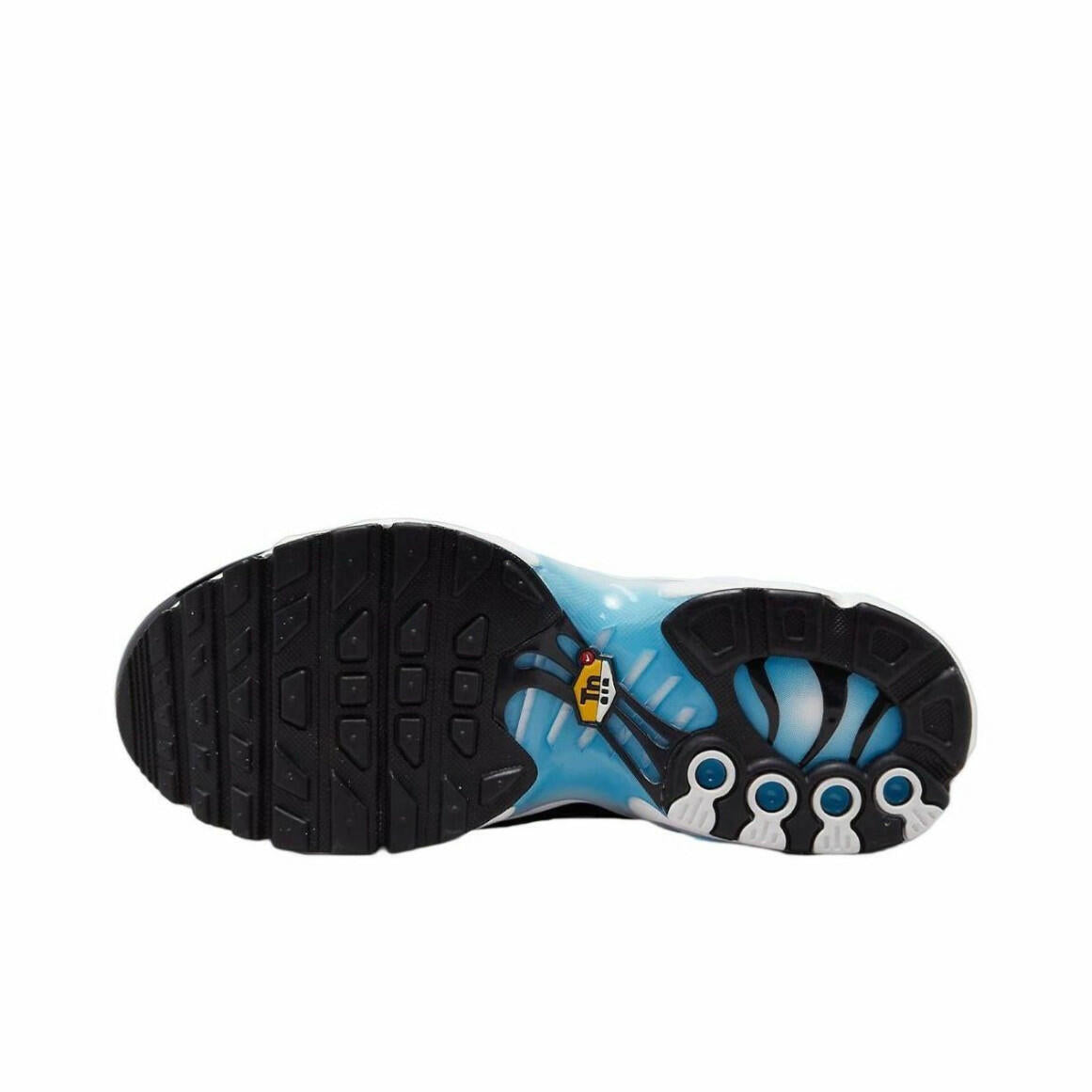 Nike Air Max Plus Big Kids' Shoes (CD0609-032, Black/Sky Blue/Hyper Blue/Chamois) youth kids shows