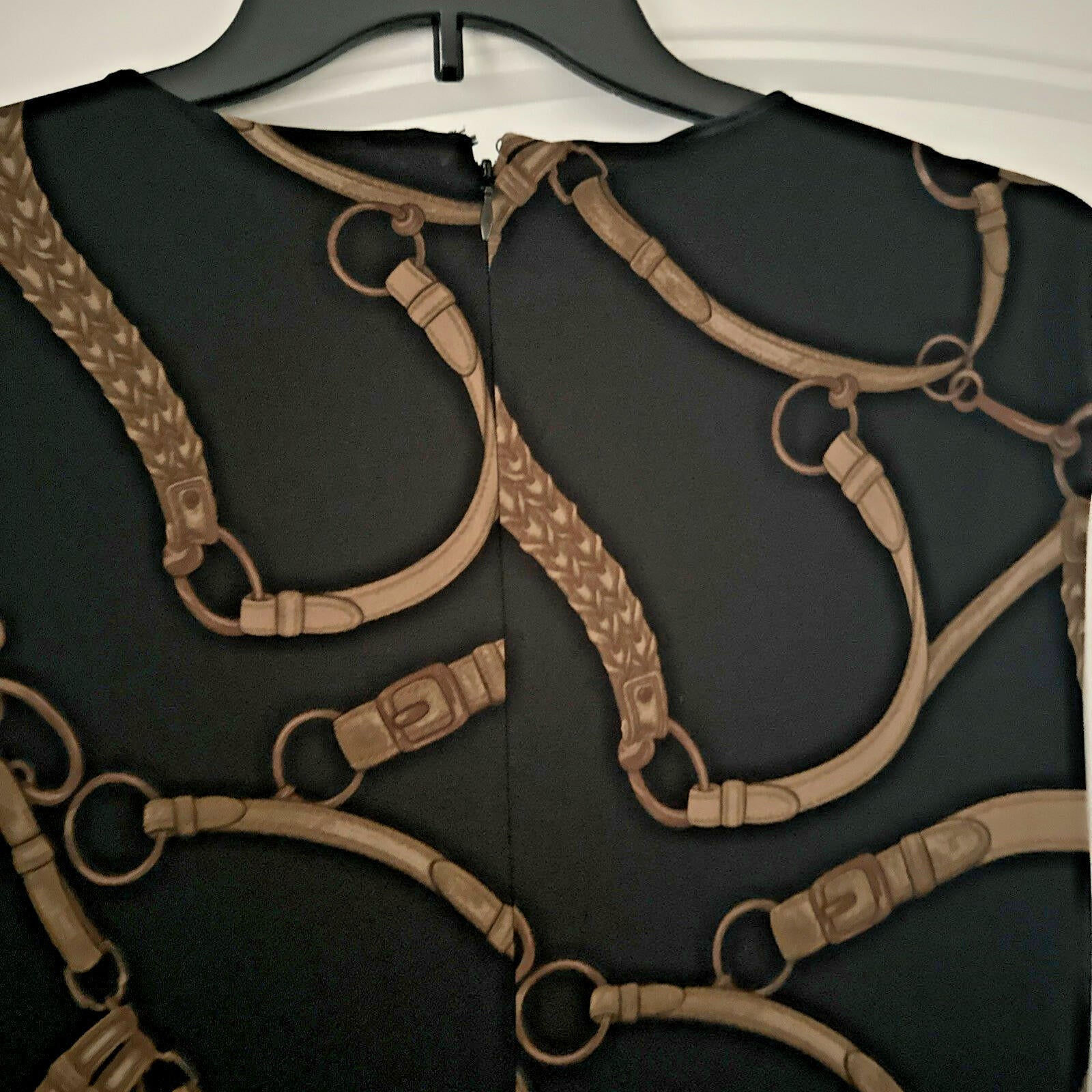Lauren Ralph Lauren Women's Belting-Print Jersey Tie-Front Dress Black Tan