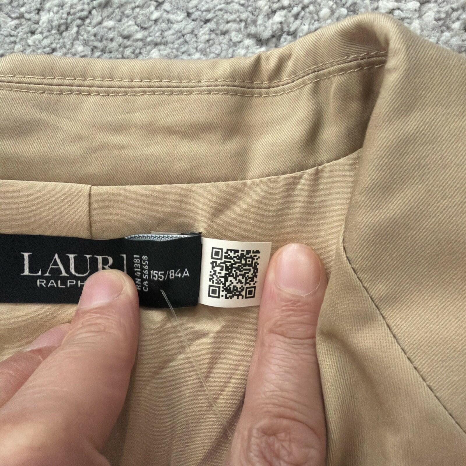 $295 Lauren Ralph Lauren Women’s Double-Breasted Cotton Twill Blazer Tan 14