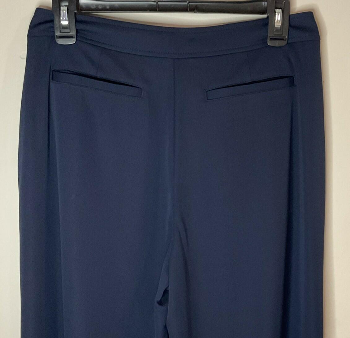 LAUREN RALPH LAUREN PETITE Pleated Stretch Jersey Wide-Leg Pant Navy NWT