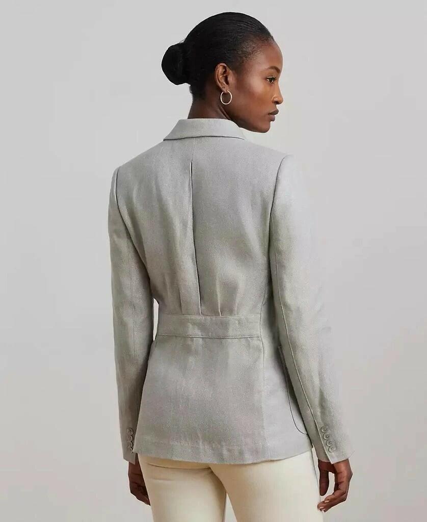 Lauren Ralph Lauren Foiled Linen Cotton Blazer Metallic Blue