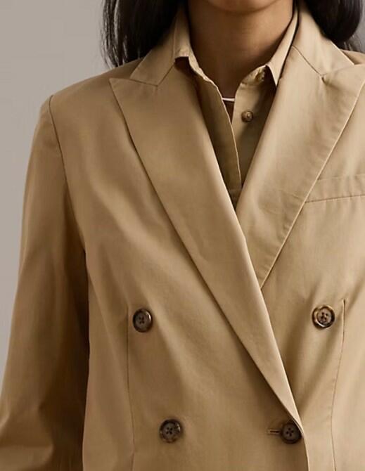 $295 Lauren Ralph Lauren Women’s Double-Breasted Cotton Twill Blazer Tan 14