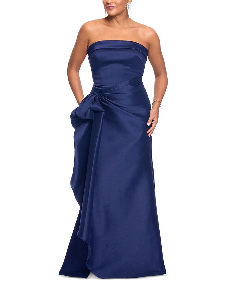 Aqua navy Draped Gown - strapless maxi size 10