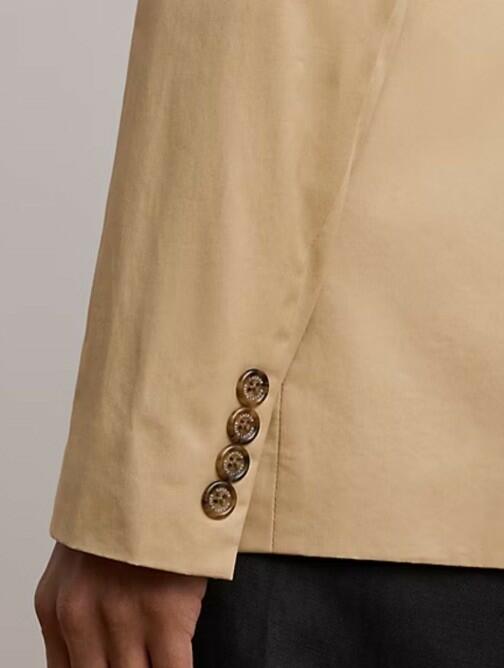 $295 Lauren Ralph Lauren Women’s Double-Breasted Cotton Twill Blazer Tan 14