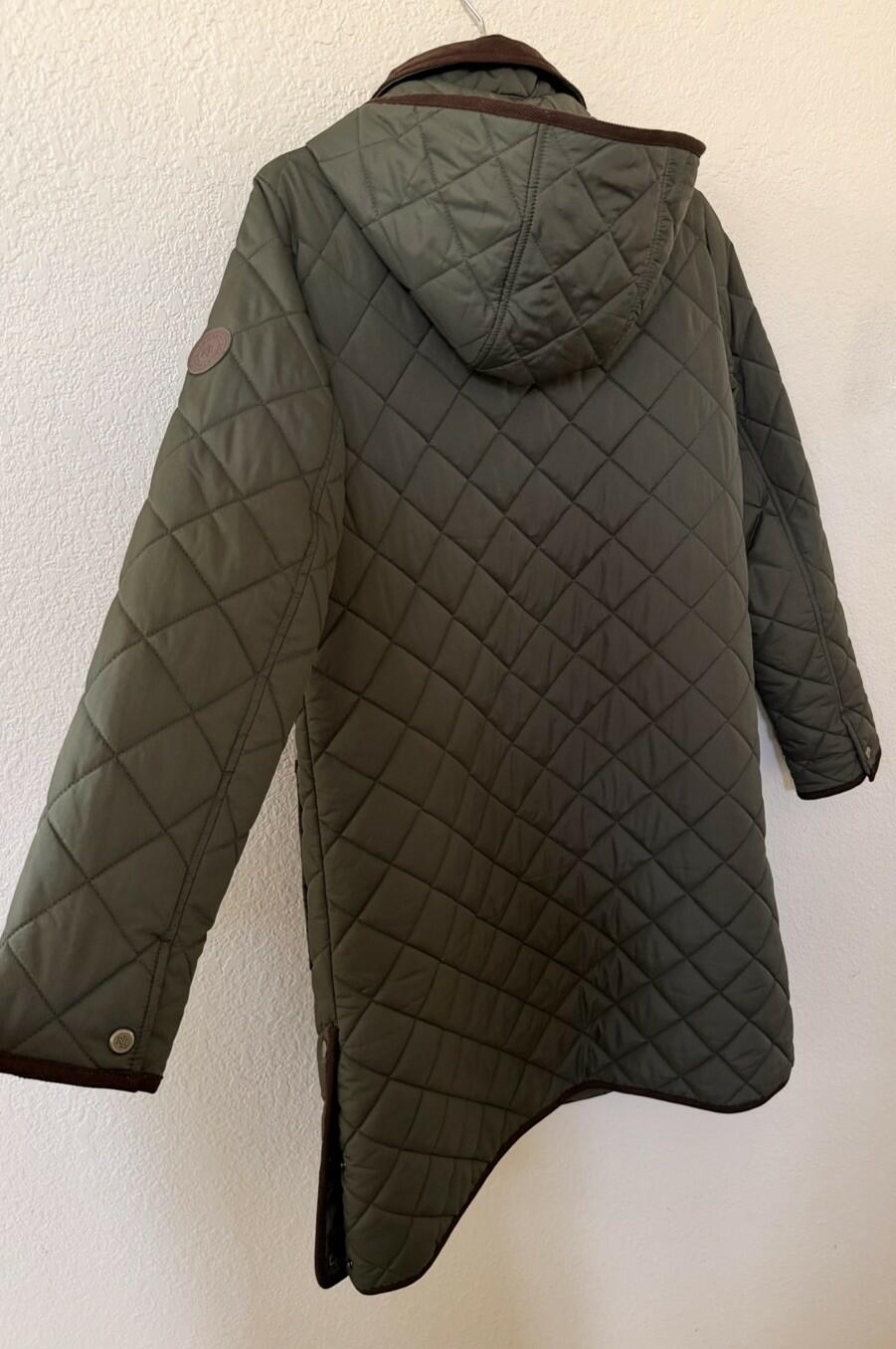 Quilted Faux-Suede Trim Coat with Hood by Lauren Ralph Lauren 1x new