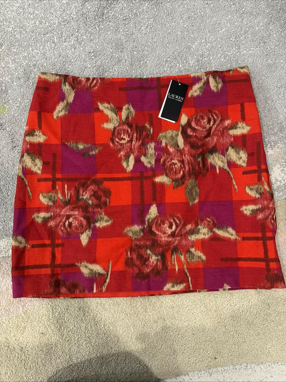 $225 Lauren Ralph Lauren Women’s Floral Linen-Cotton Pencil Miniskirt new