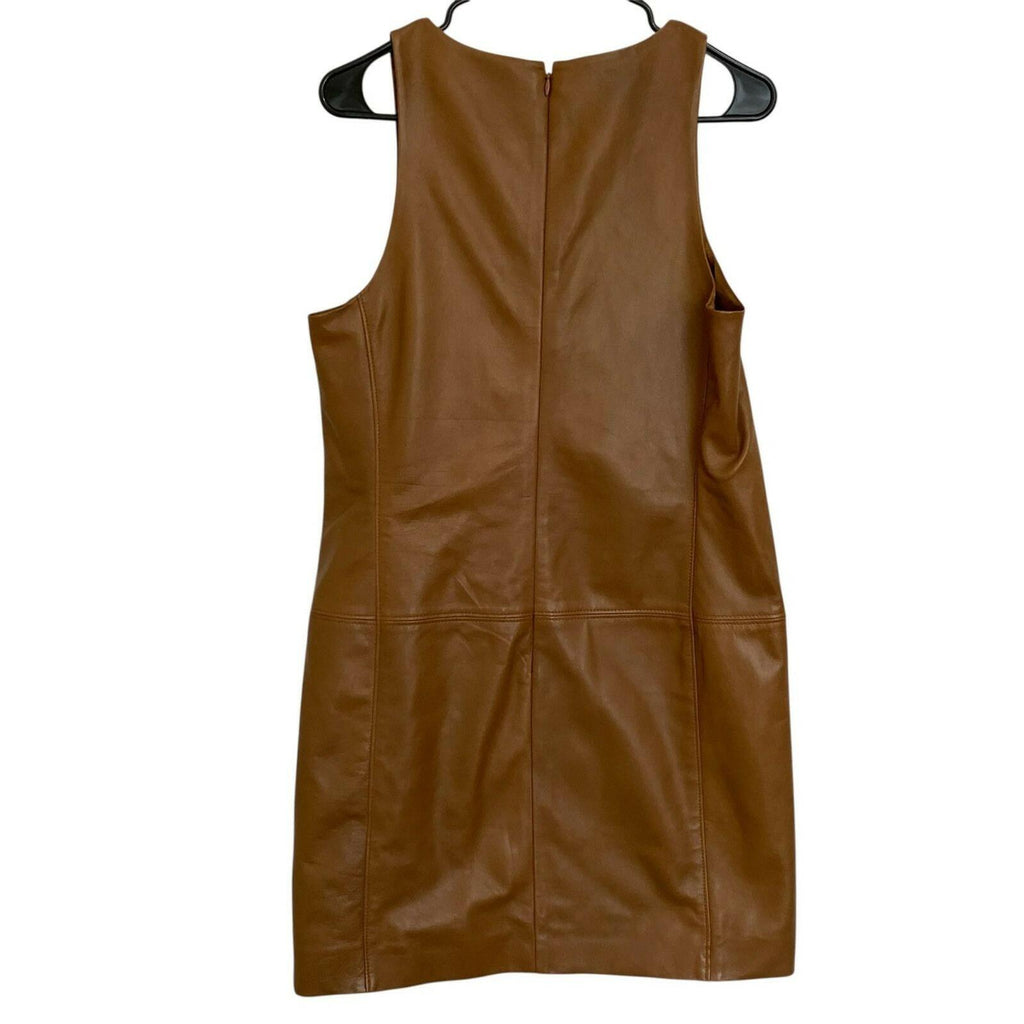Lauren Ralph Lauren Women’s NWT Brown Lamb Leather Sleeveless Dress size 6