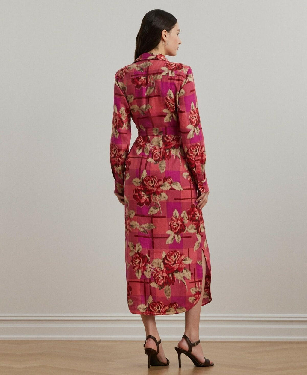 Lauren Ralph Lauren Women's Floral Checked Linen Shirtdress Red new in 16, 10, 8
