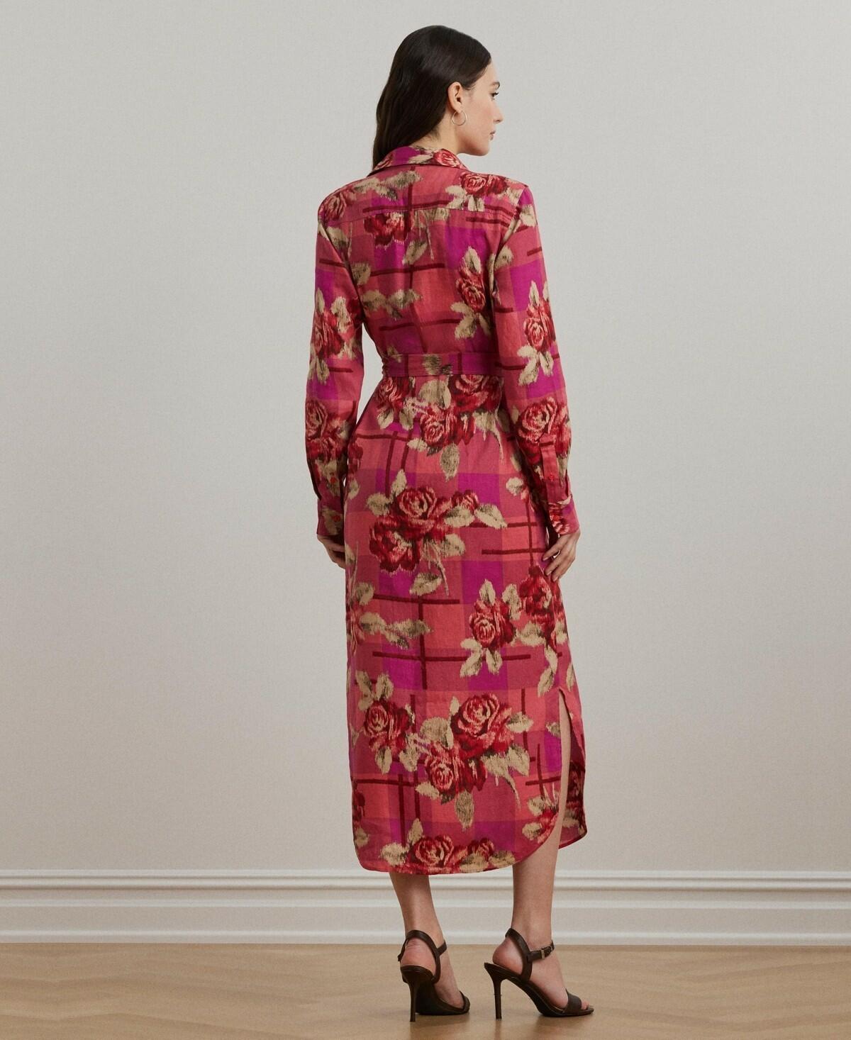 Lauren Ralph Lauren Women's Floral Checked Linen Shirtdress Red new in 16, 10, 8