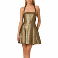 ADRIANNA EVE womens Embellished Mini Dress Metallic gold mini