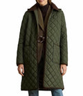 Quilted Faux-Suede Trim Coat with Hood by Lauren Ralph Lauren 1x new