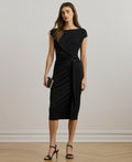 Lauren Ralph Lauren Women's Ring-Trim Jersey Cap-Sleeve Dress Black Size 2 black new