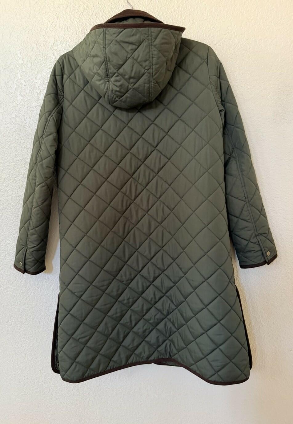 Quilted Faux-Suede Trim Coat with Hood by Lauren Ralph Lauren 1x new