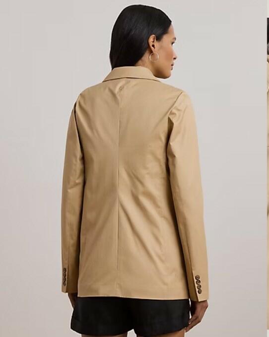 $295 Lauren Ralph Lauren Women’s Double-Breasted Cotton Twill Blazer Tan 14