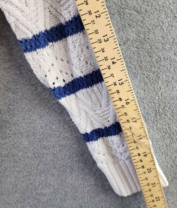 Lauren Ralph Lauren Striped Pointelle Sweater Women's White/Blue Pullover sweater