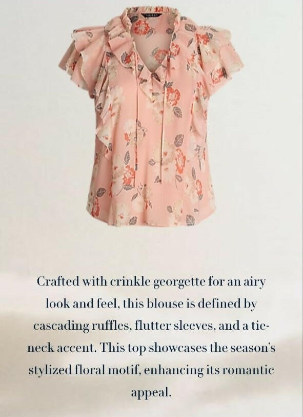 Lauren Ralph Lauren, Women's, Plus Size Floral Ruffle-Trim Georgette Blouse, Pink Multi, 2X