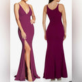 Dress the Population Dark Magenta Iris Dress slit gown Size M