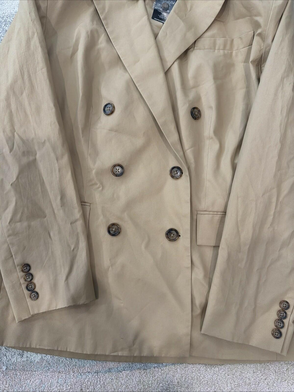 $295 Lauren Ralph Lauren Women’s Double-Breasted Cotton Twill Blazer Tan 14
