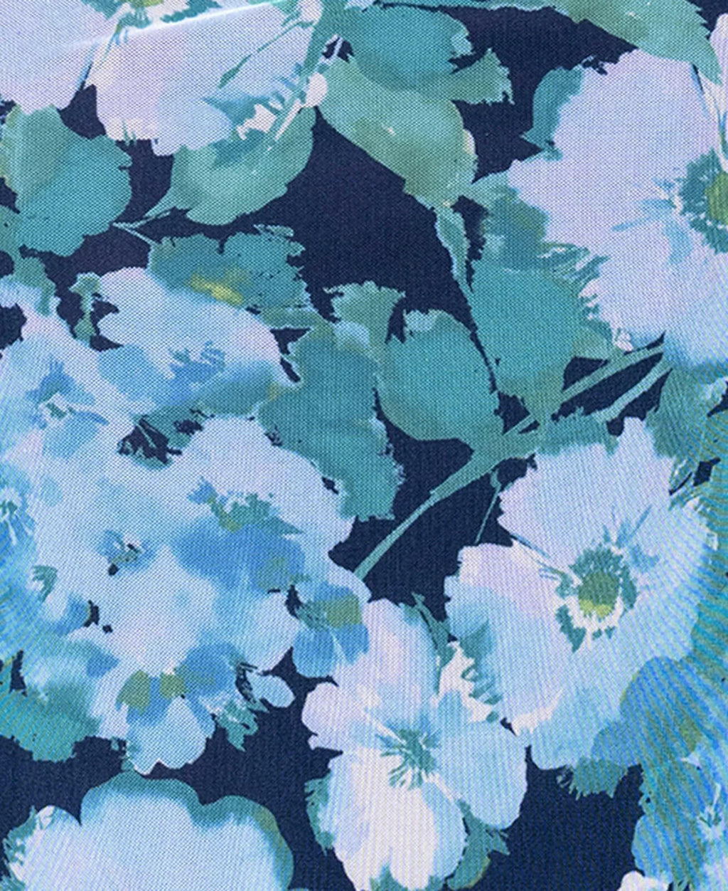 betsey & adam Blue Floral Mesh Ruffle Floor Length Swing Dress by B287