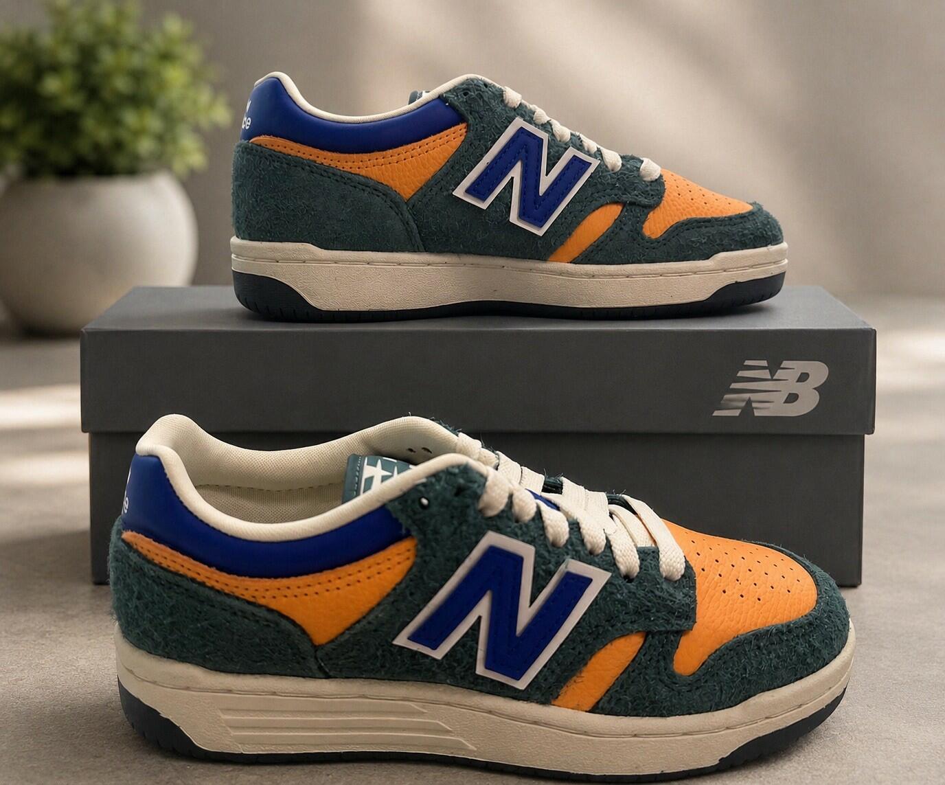 New Balance 480 GS Boys Shoes Color: Green/Orange/Multi-Colored