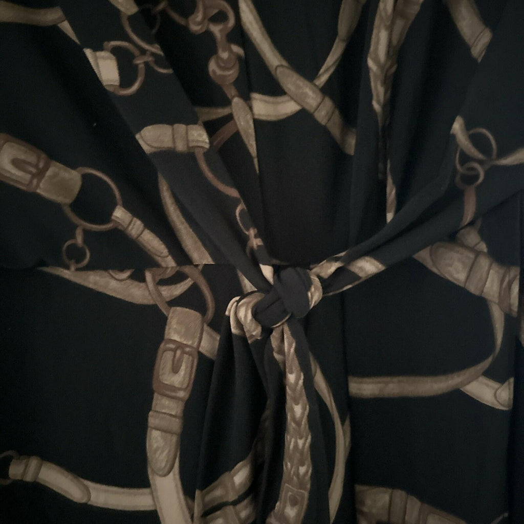 Lauren Ralph Lauren Women's Belting-Print Jersey Tie-Front Dress Black Tan