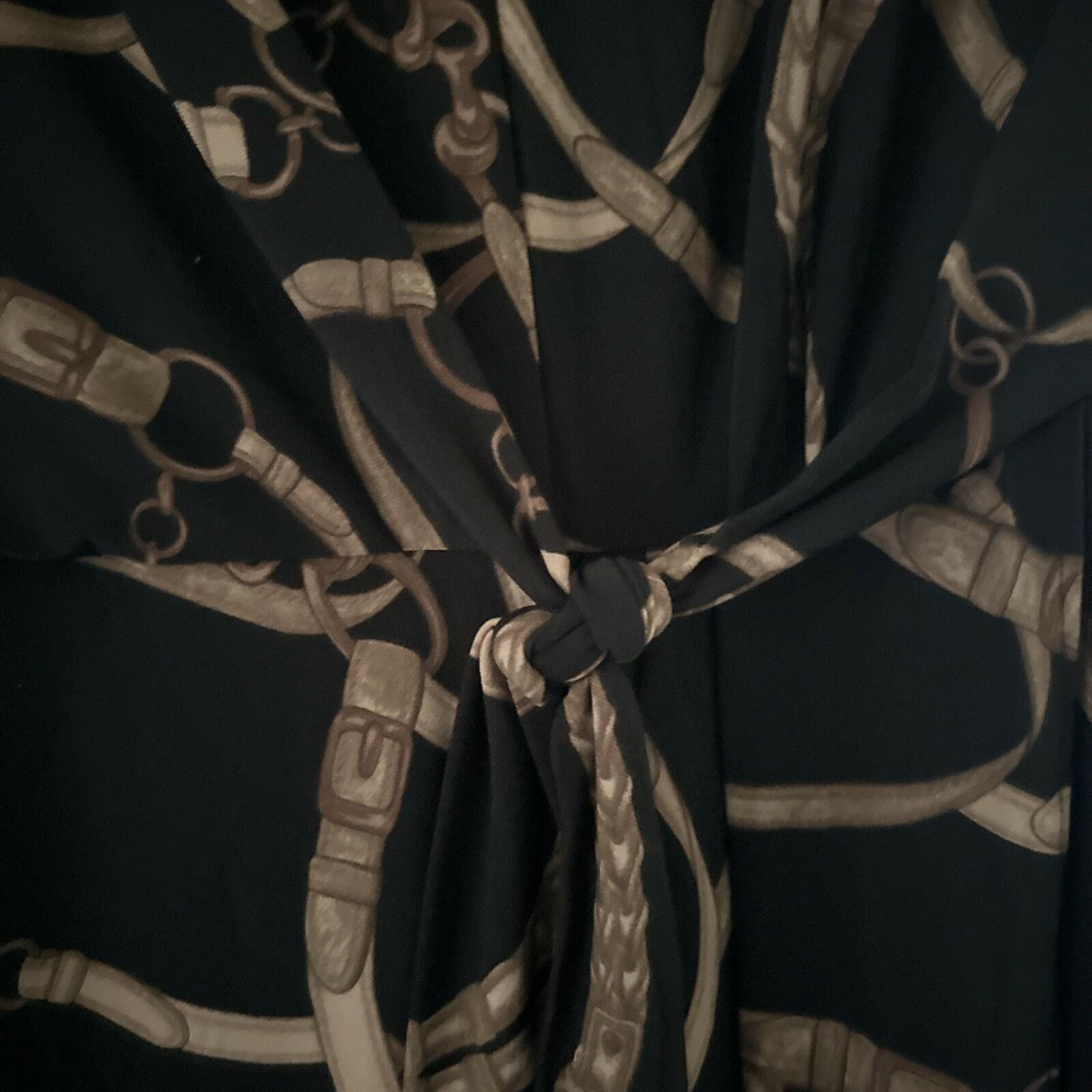 Lauren Ralph Lauren Women's Belting-Print Jersey Tie-Front Dress Black Tan