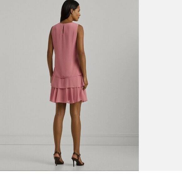 Lauren Ralph Lauren Women's Georgette Shift Dress, Sunrise Blush, 8