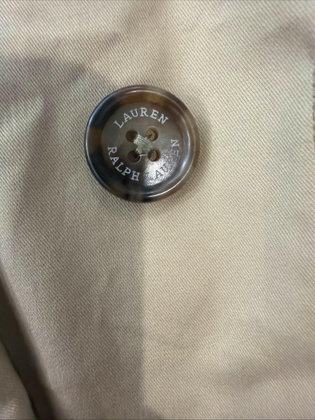 $295 Lauren Ralph Lauren Women’s Double-Breasted Cotton Twill Blazer Tan 14