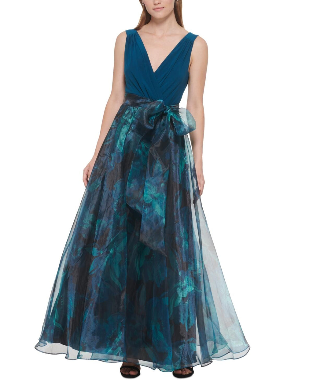 Eliza J Women's Organza-Skirt Bow-Waist Gown