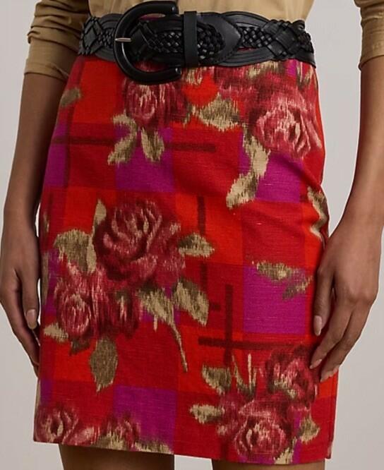$225 Lauren Ralph Lauren Women’s Floral Linen-Cotton Pencil Miniskirt new